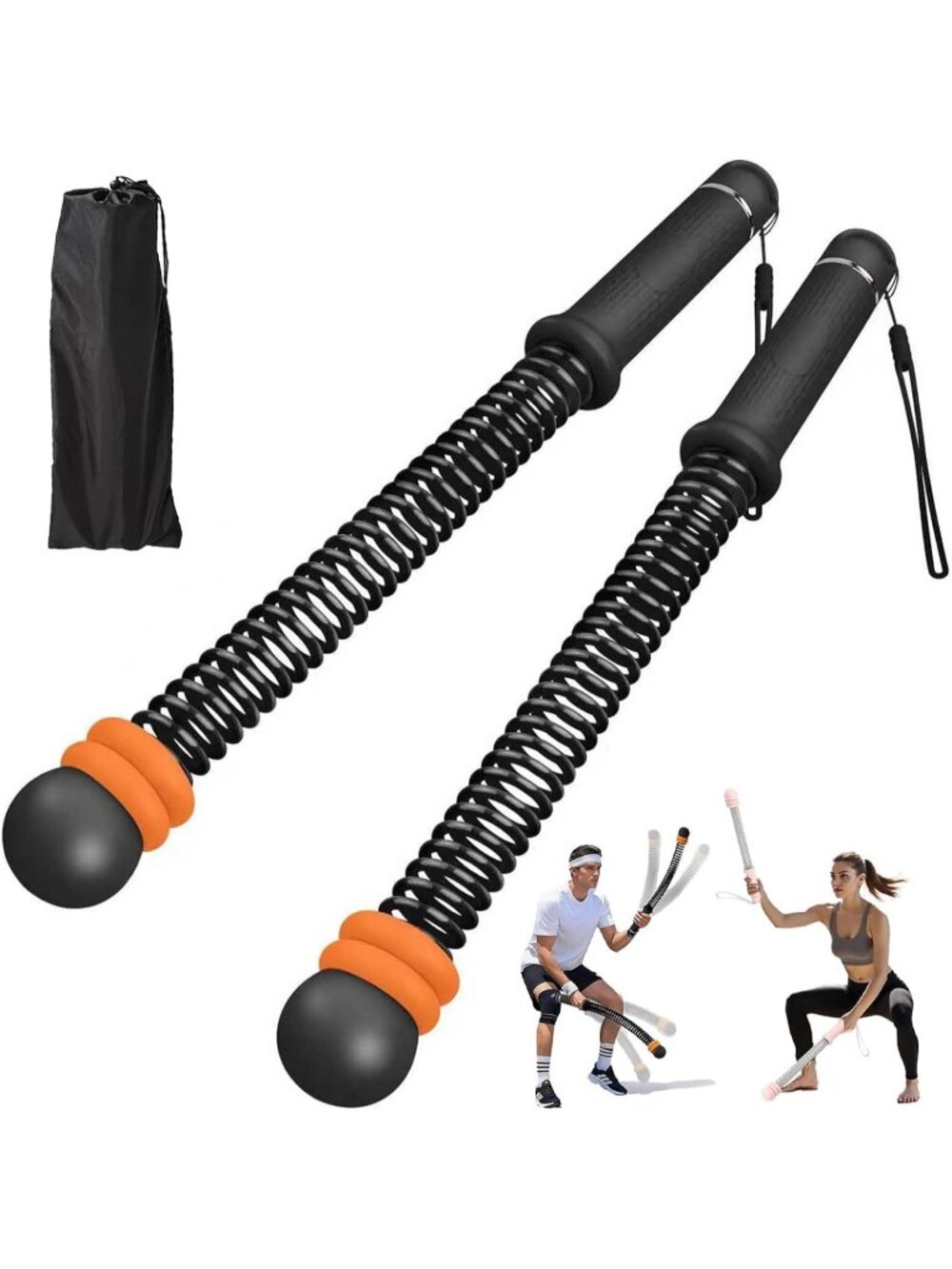 Portable Cordless Ropeless Battle Black Ropes Weighted HIIT Training Sticks